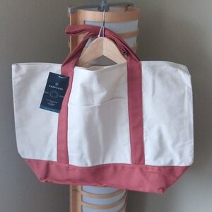 Roomy Canvas Tote Bag with Rusty Red Accents
